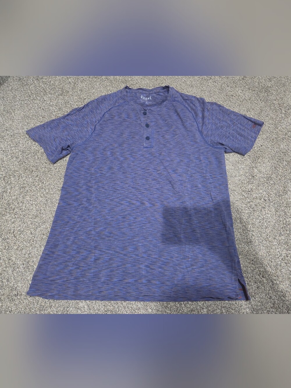 RHONE Purple Heather Short-Sleeve Henley Polo Size Medium